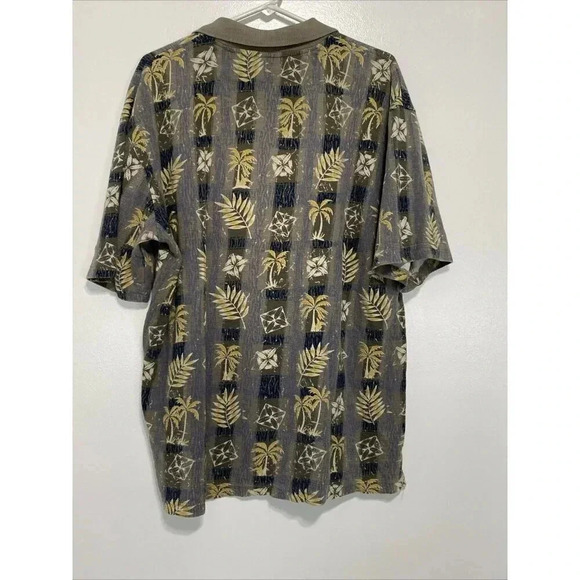 Woolrich Shirt Mens Large Button Up Short Sleeve Hawaiian Floral Tropical‎ Gray - Picture 2 of 8